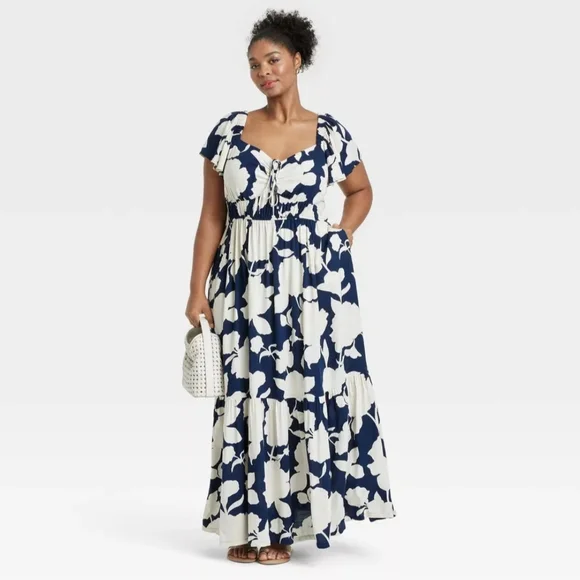 plus size empire waist formal dress L I V D Plus Size Raffi Empire Waist Pocket Maxi Dress main image 1